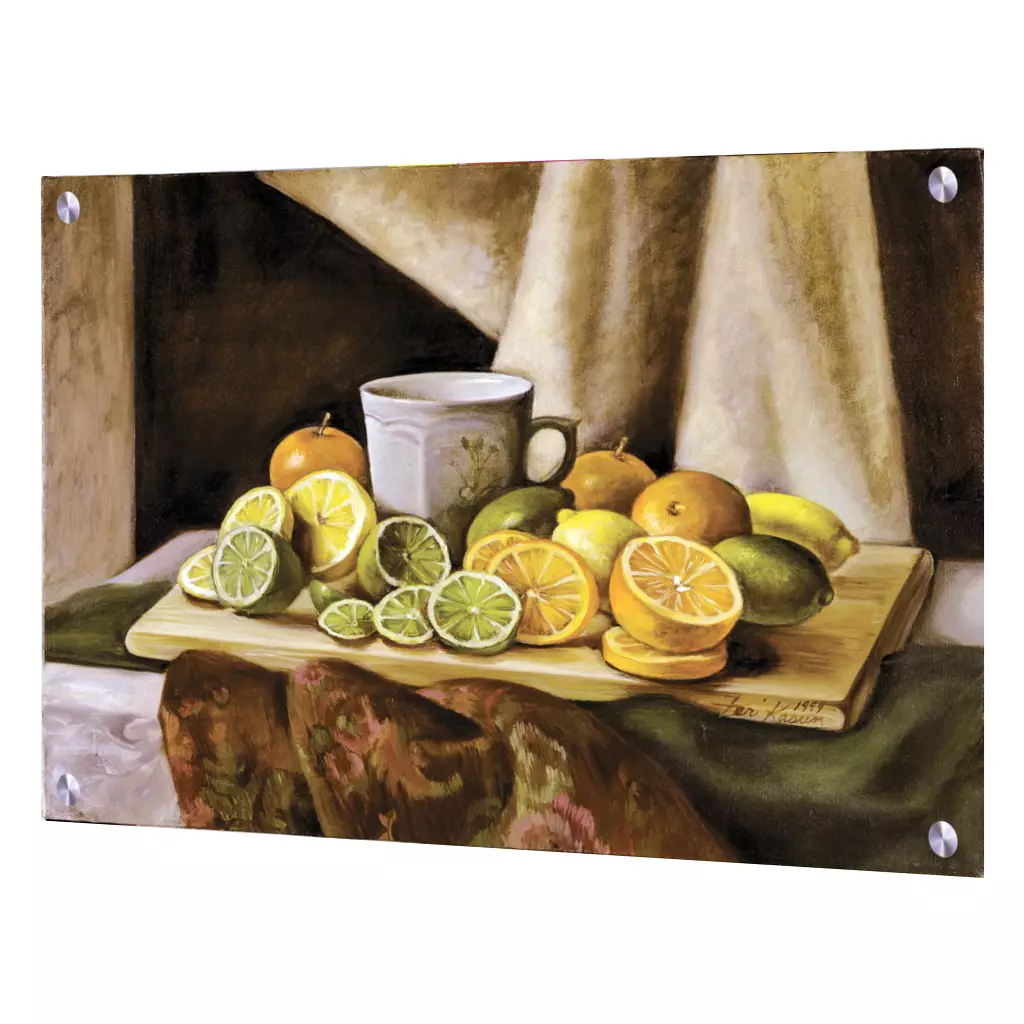 Fruit /Vege decorative tile-Lemon Limes and Oranges-Art Glass