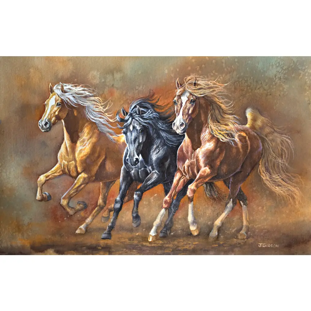 Decorative tile with horses-High Spirited-Tile Mural