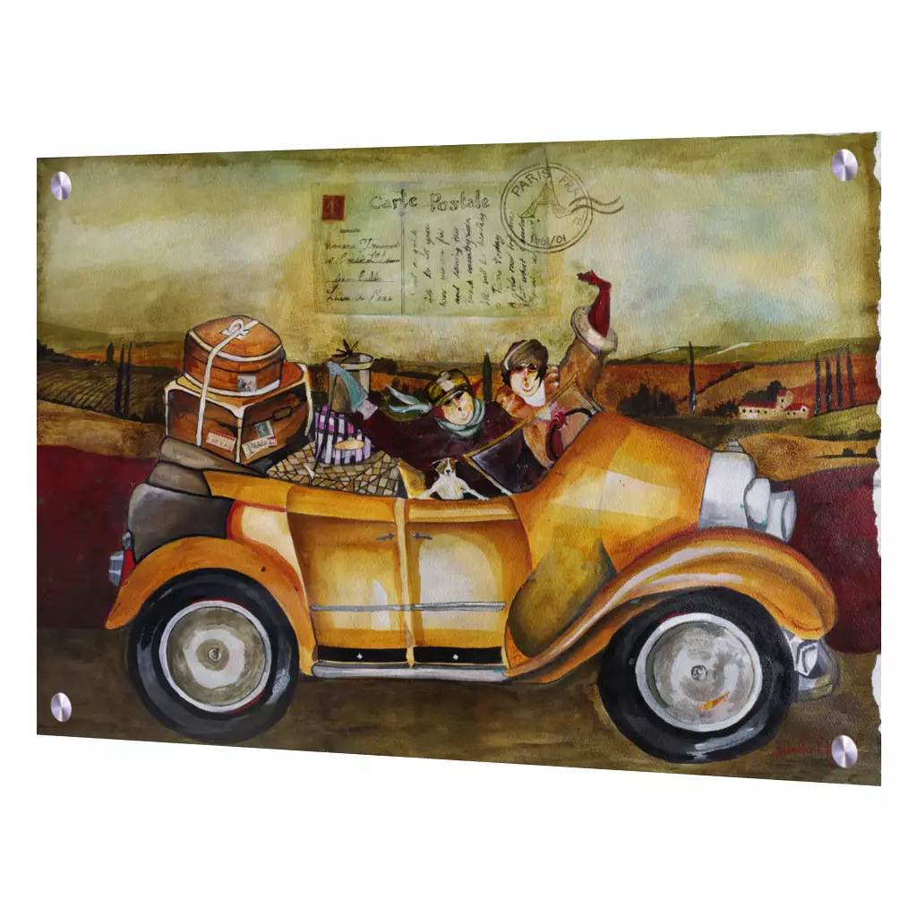 絵画 flk040106 Street Scene tile art-Road Trip-Art Glass Backsplash