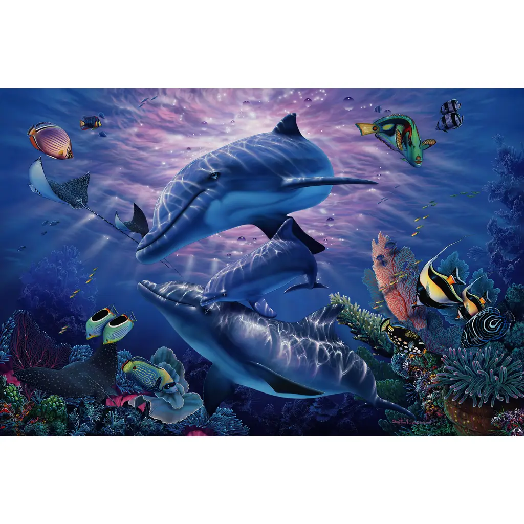 Dolphin and Whale art-A Perfect World-Tile Mural