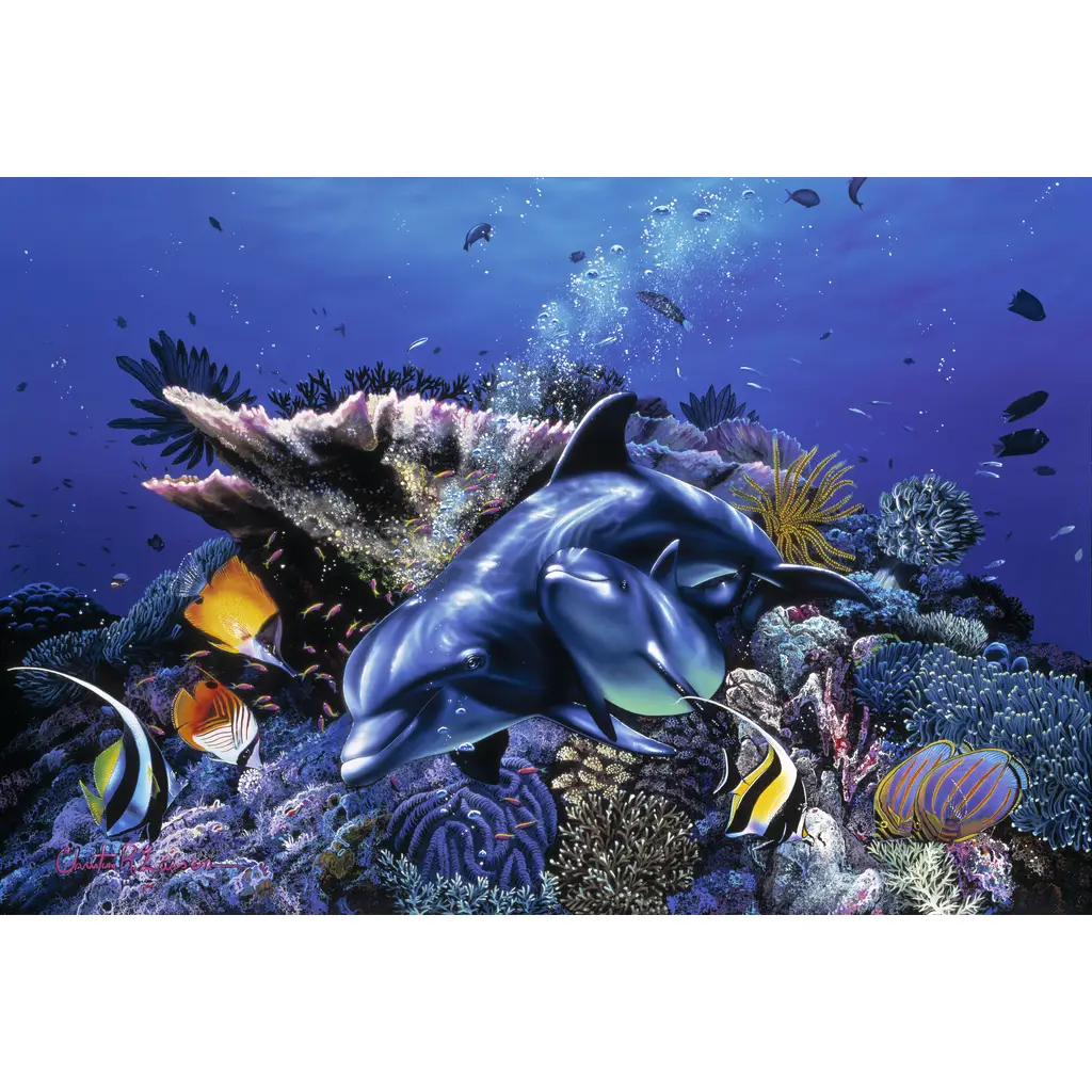 Dolphin and Whale art-Mothers Love-Tile Mural