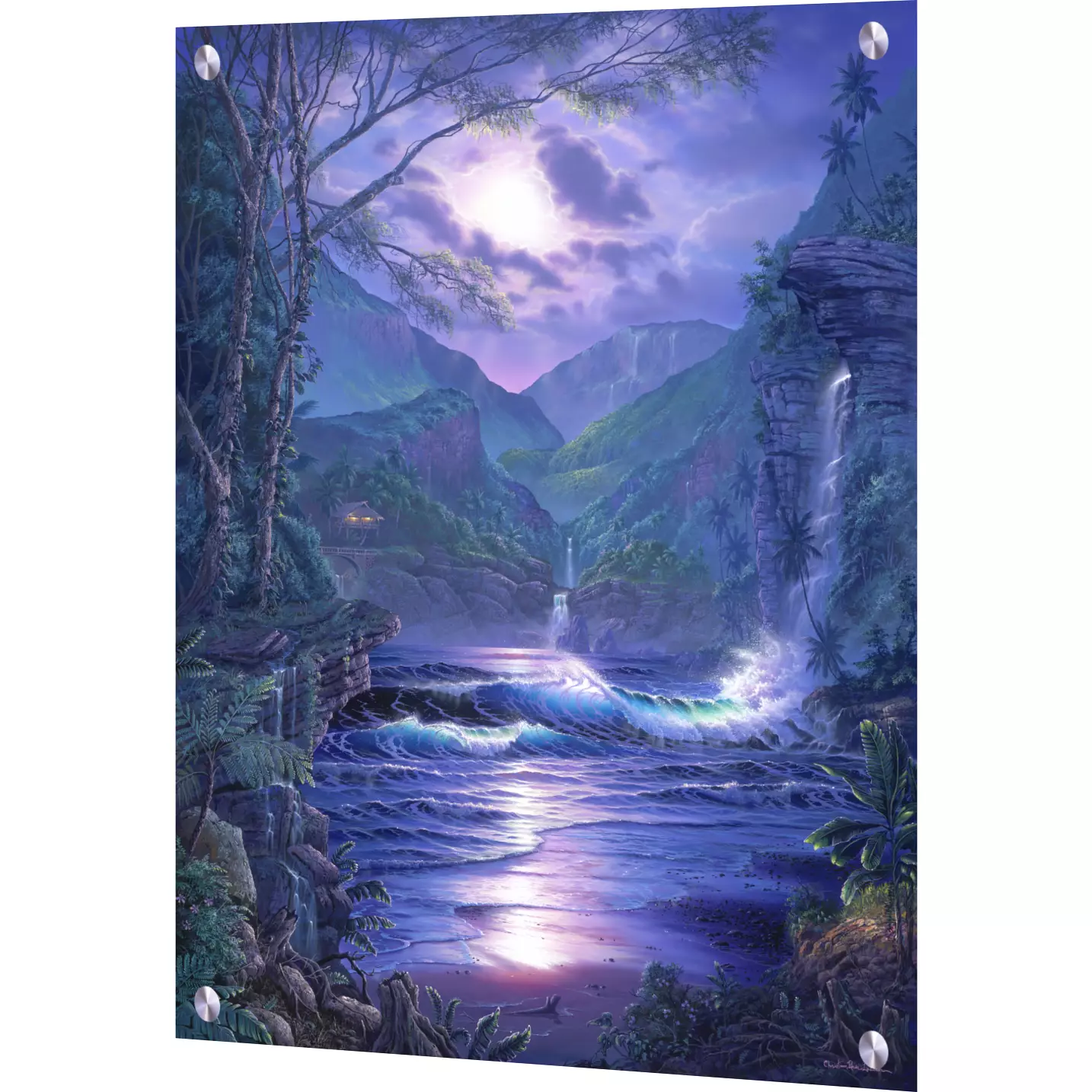 Beach scene glass tiles-Secret Place-Art Glass Backsplash