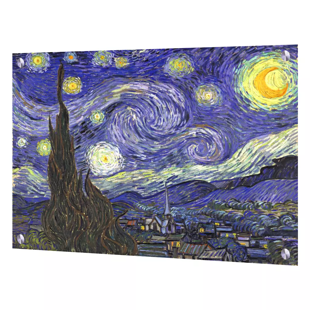 Old World Masters on tile-Starry Night-Art Glass Backsplash