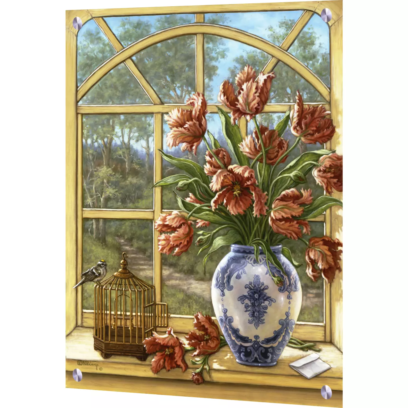 Art with Pots/Vases-Dragon Tulips-Art Glass Backsplash