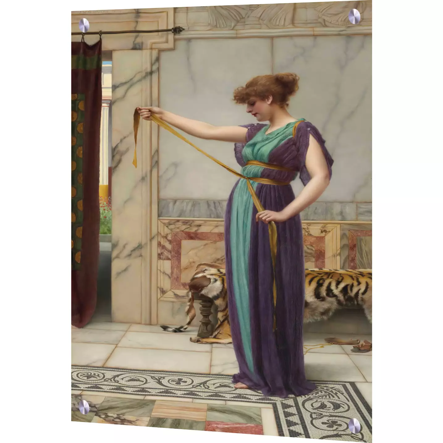SOLO Glass Tile - A Pompeian Lady - Old Masters/Fine Art Kitchen/Bathroom  Glass Panel - John William Godward - 20-wide-x-28-tall-solo-glass-tile