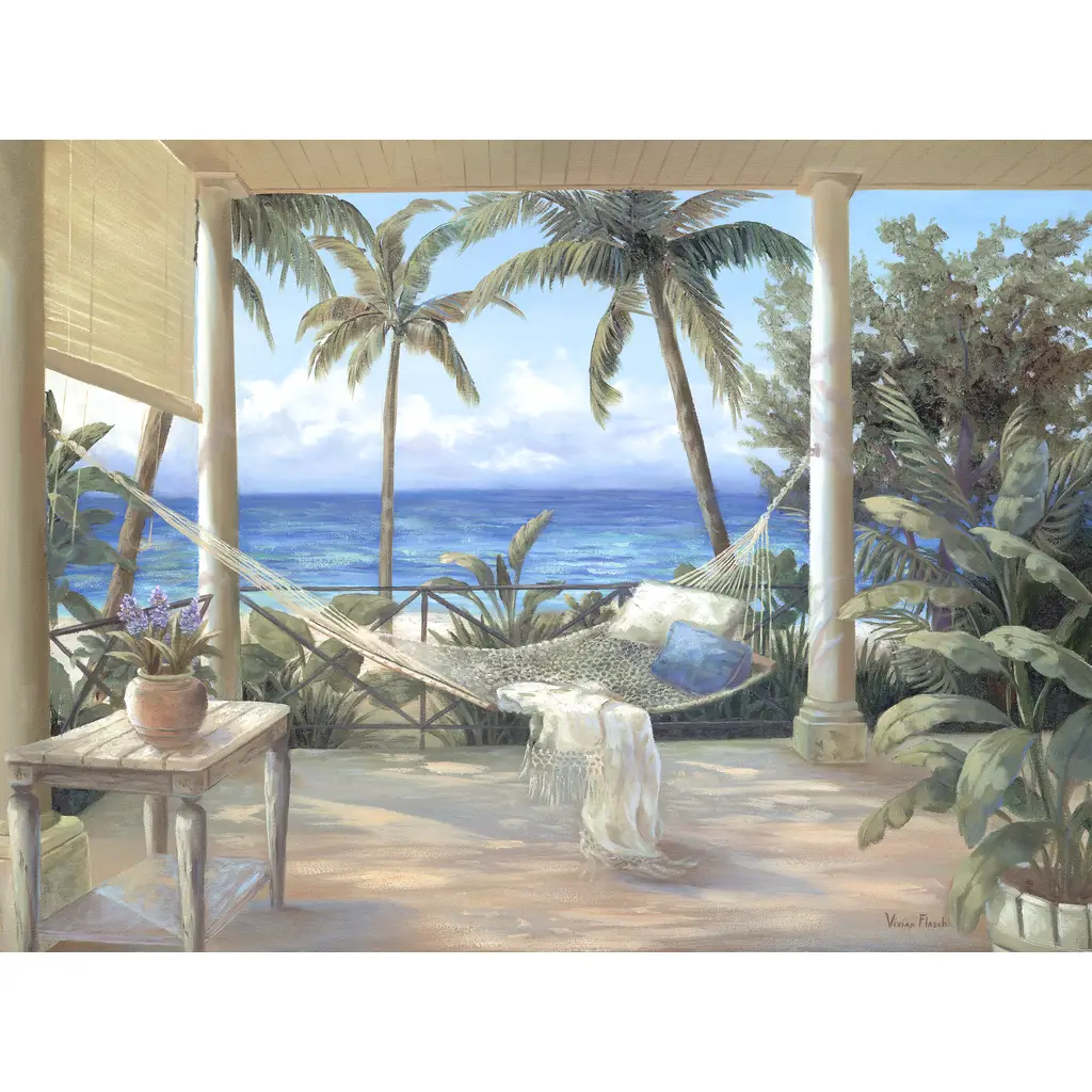 Beach scene tiles - Tropical Porch II - Tile Mural