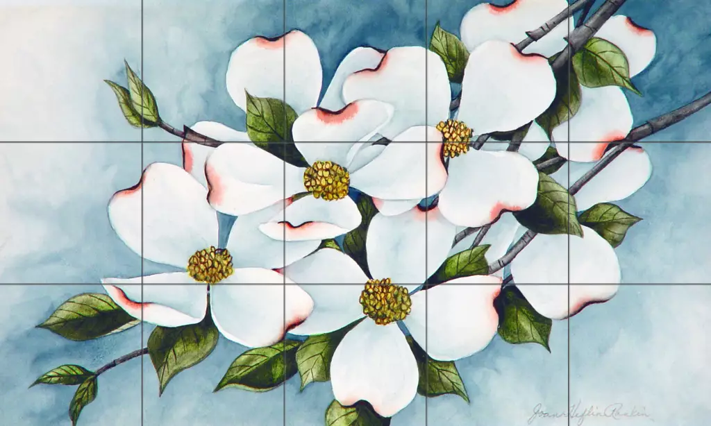 Flowers on tile-Dogwood-Tile Mural