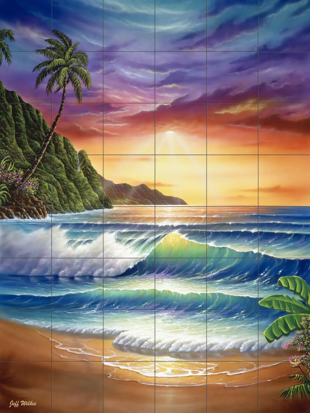 Beach scene tiles - Colors of Paradise - Tile Mural