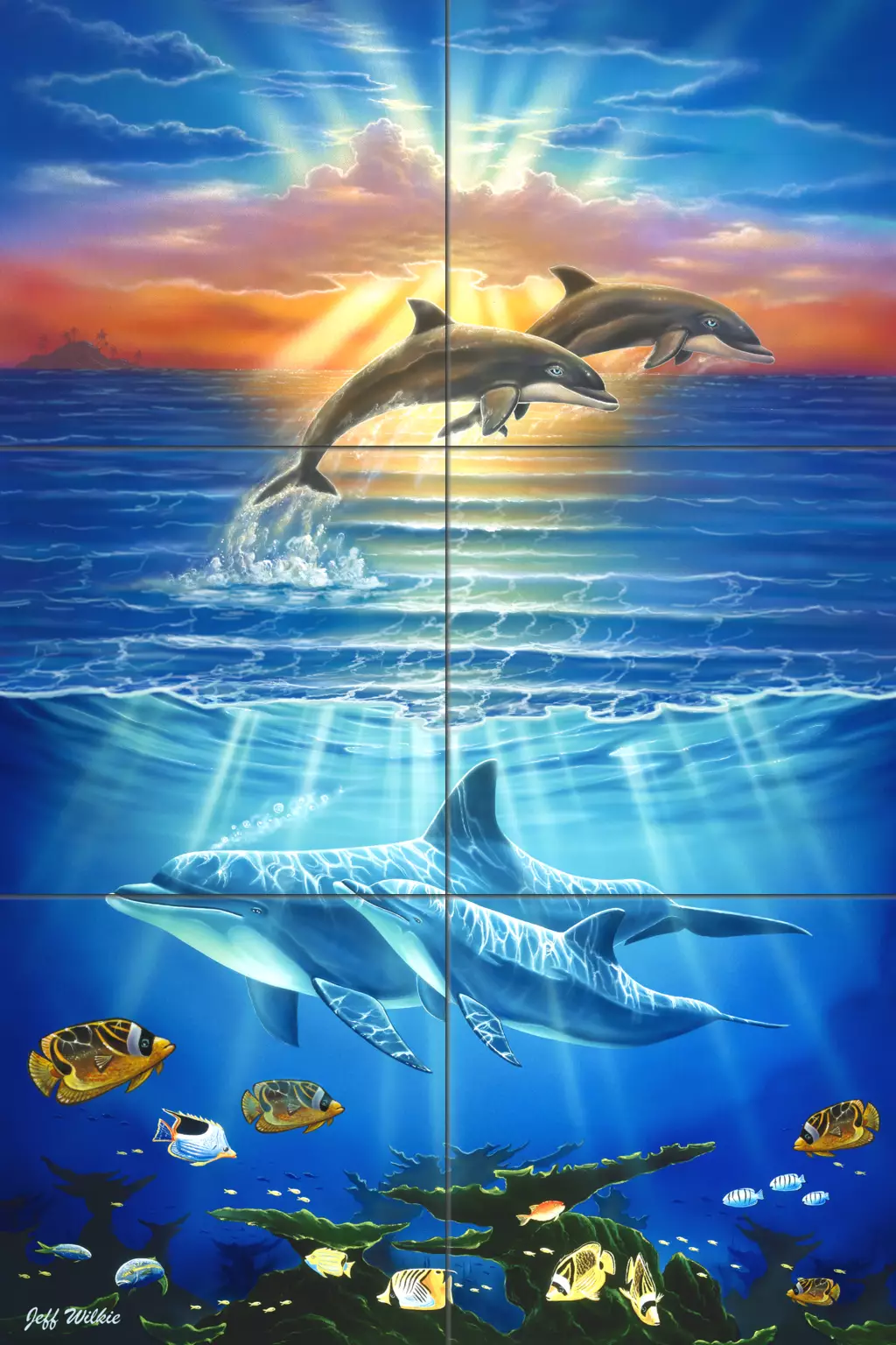 Dolphin and Whale art-Magical Leap JW-Tile Mural