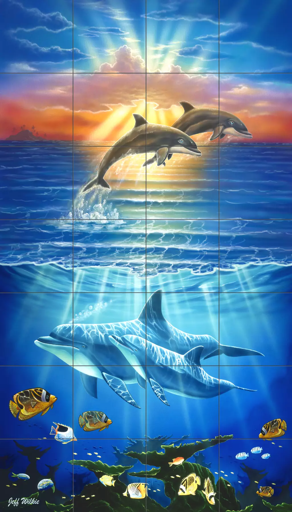 Dolphin and Whale art-Magical Leap JW-Tile Mural