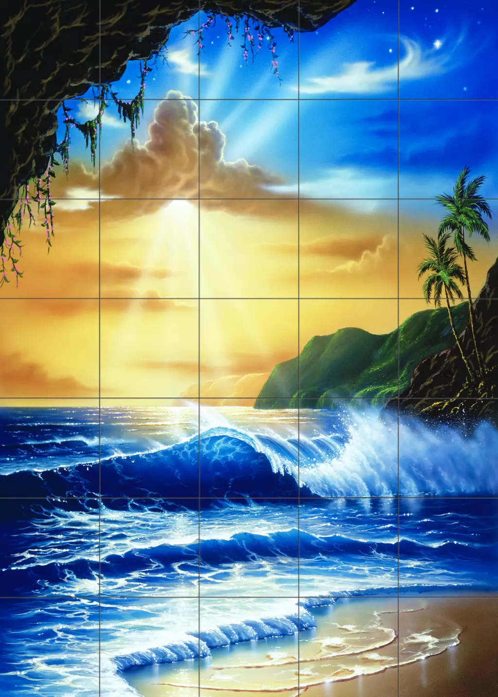 Beach scene tiles - Ocean Paradise - Tile Mural