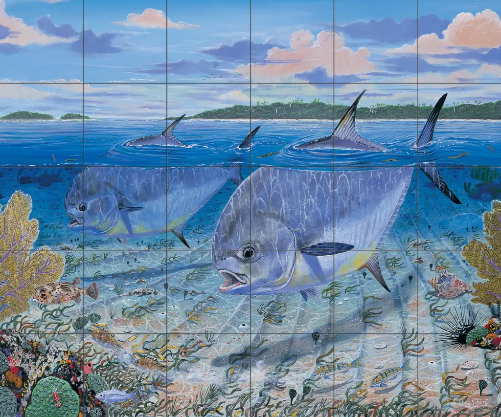 Saltwater fish art-Permit Flats-Tile Mural