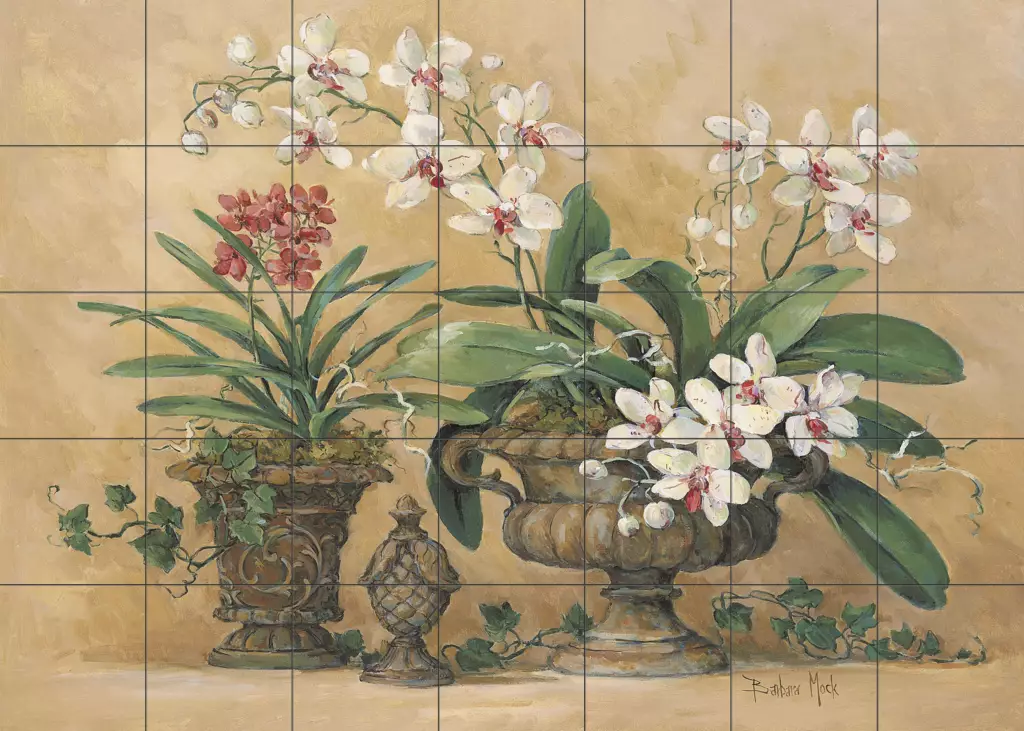 Tiles with tropical plants-An Orchid Renaissance-Tile Mural
