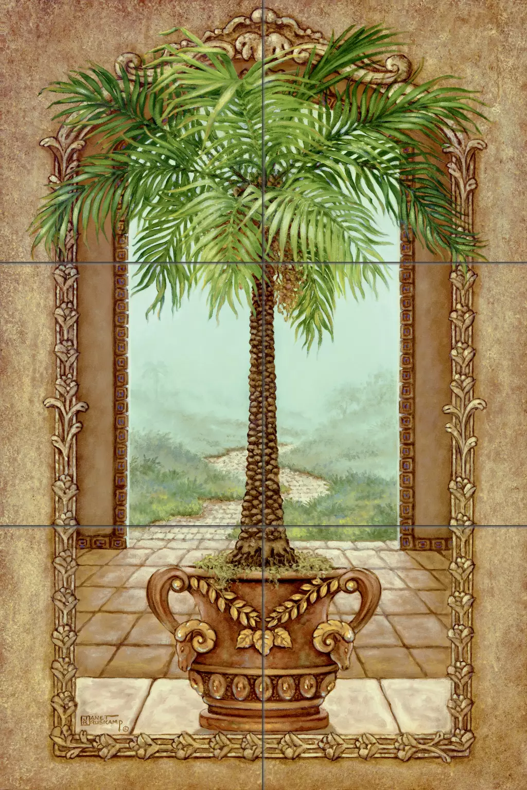Tiles with tropical plants-Classical Palm Tree-Tile Mural