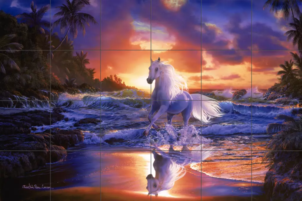Decorative tile with horses-Free Spirit-Tile Mural