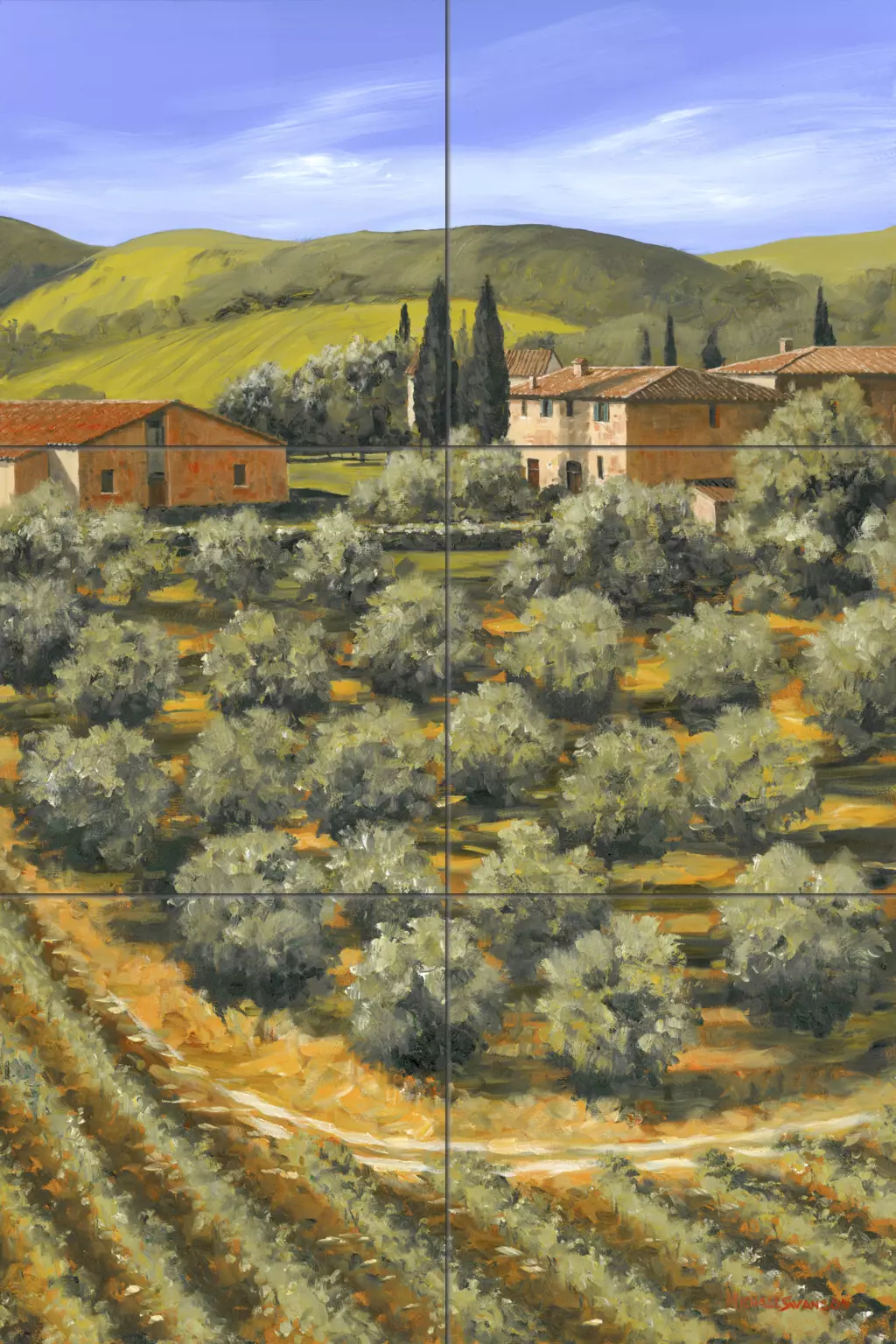 Tile art with Tuscan scenes-Olive Garden-Tile Mural