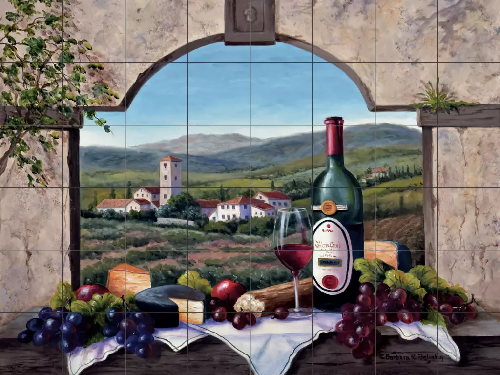 イタリア製 油絵 DE VITIS 風景画 山小屋 額縁入り DE VITIS 15-3432-8x6-1.webp