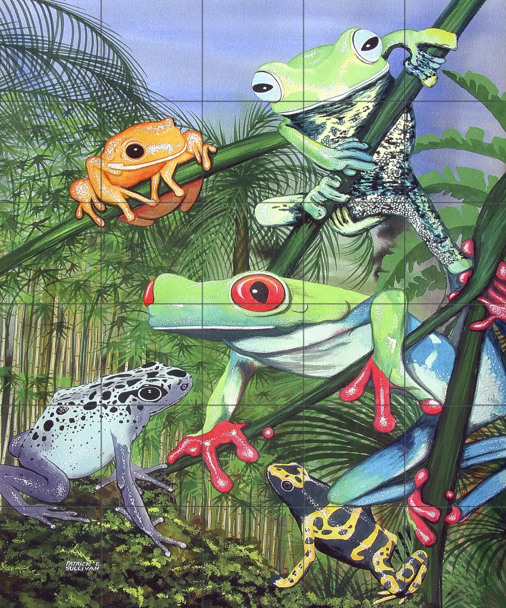 Decorative tiles with frogs-Tree Frogs-Tile Mural