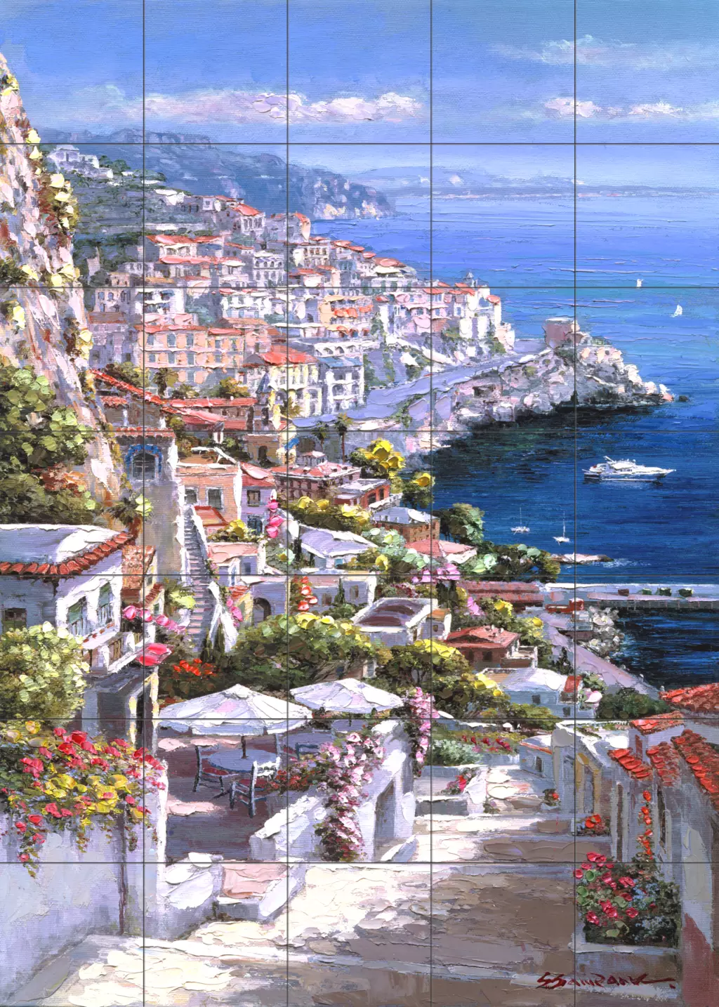 Decorative tile with waterviews-Amalfi 1-Tile Mural