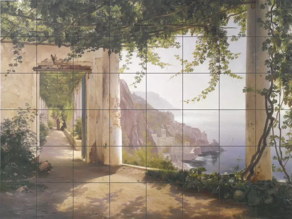 Kitchen backsplash ideas-Amalfi Dia Cappuccini-Tile Mural