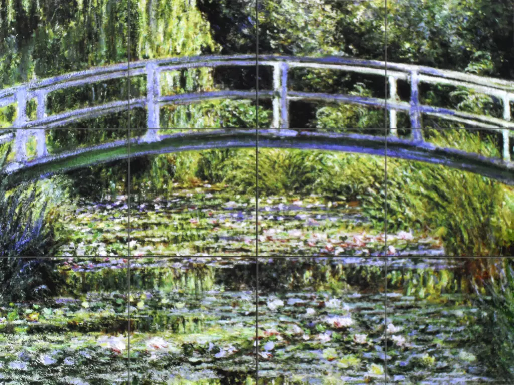 Old World Masters on tile-Le Pont Japonais a Giverny-Tile Mural