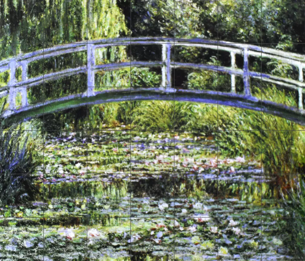 Old World Masters on tile-Le Pont Japonais a Giverny-Tile Mural