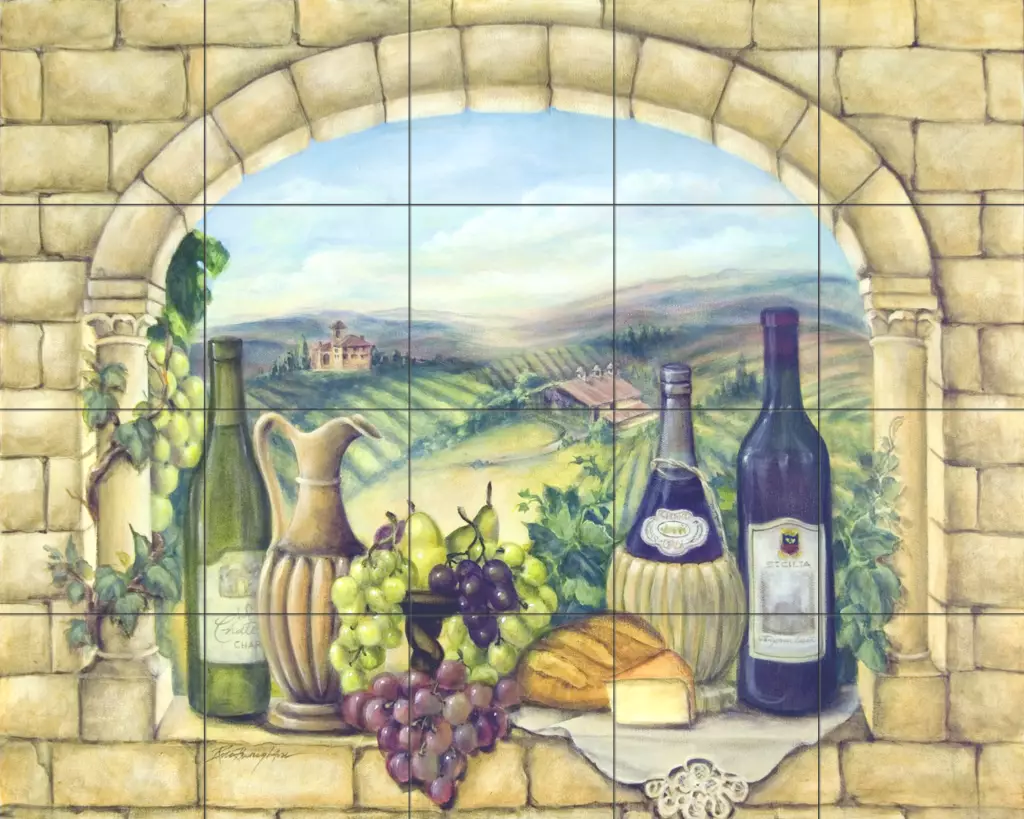30 x 12 Art Mural Ceramic Fruits Grape Backsplash Tile #115