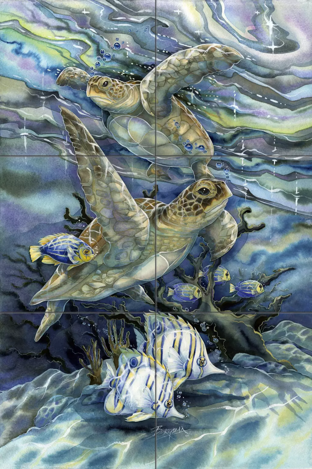アートパネル　タートル　亀　マナティ　ジュゴン　アザラシ　滝　海　魚　熱帯雨林 15-3701-2x3-1.webp