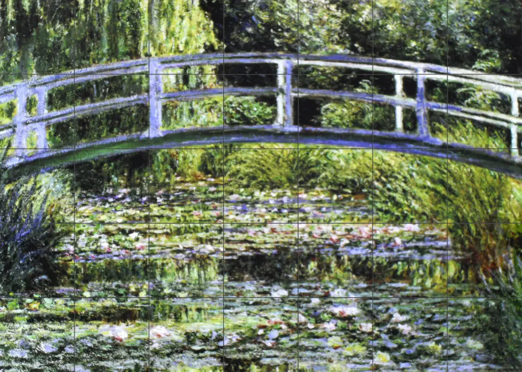 Old World Masters on tile-Le Pont Japonais a Giverny-Tile Mural