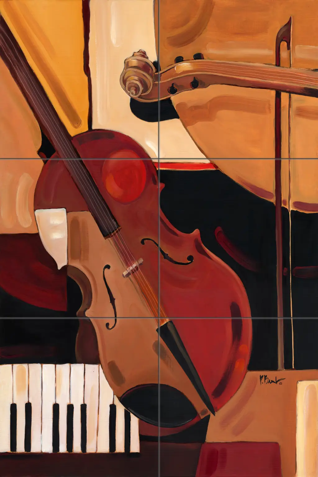 Abstact decorative tiles-Abstract Violin-Tile Mural