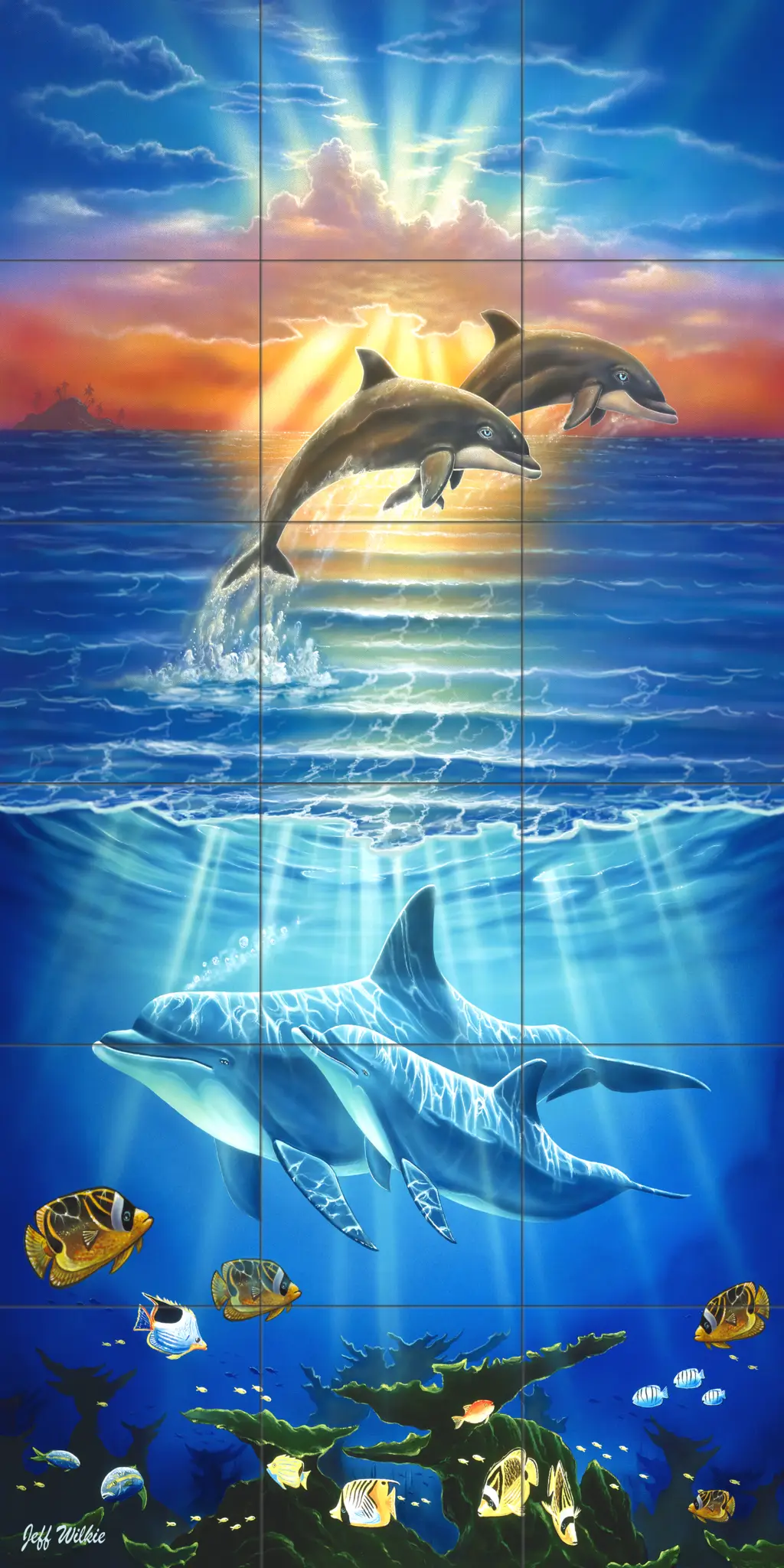 Dolphin and Whale art-Magical Leap JW-Tile Mural