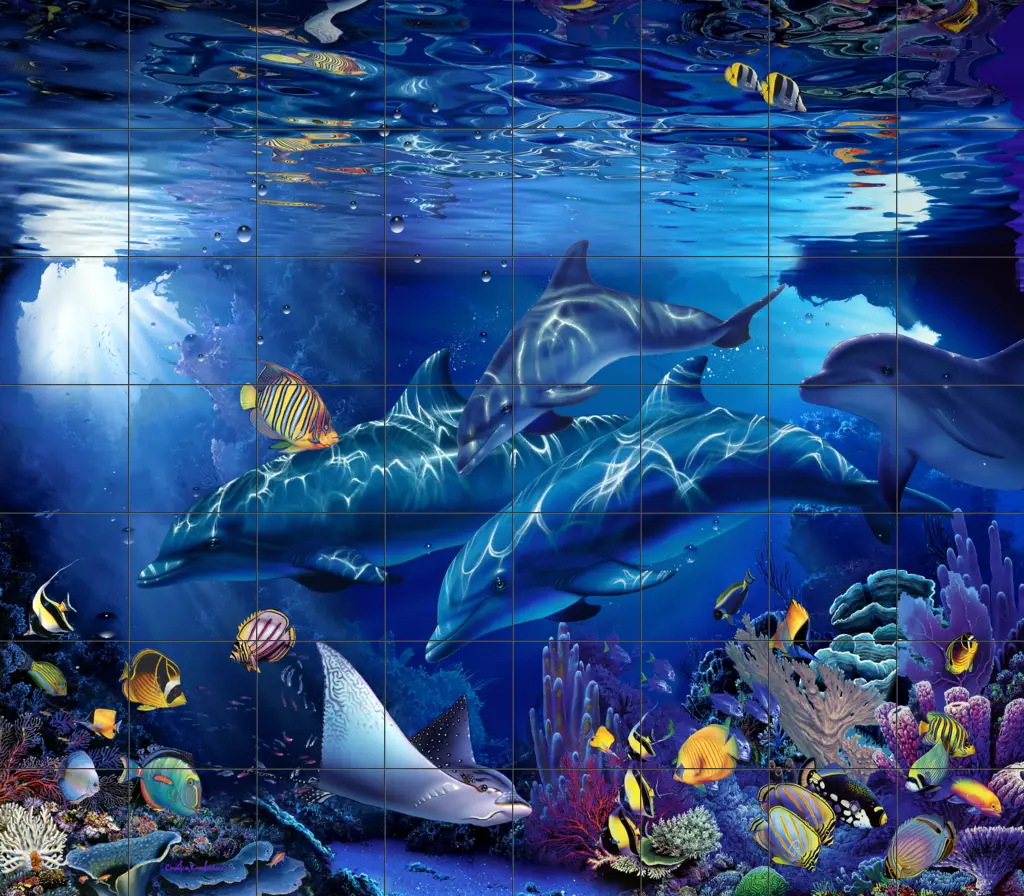 Dolphin and Whale art-Sea of Hope-Tile Mural