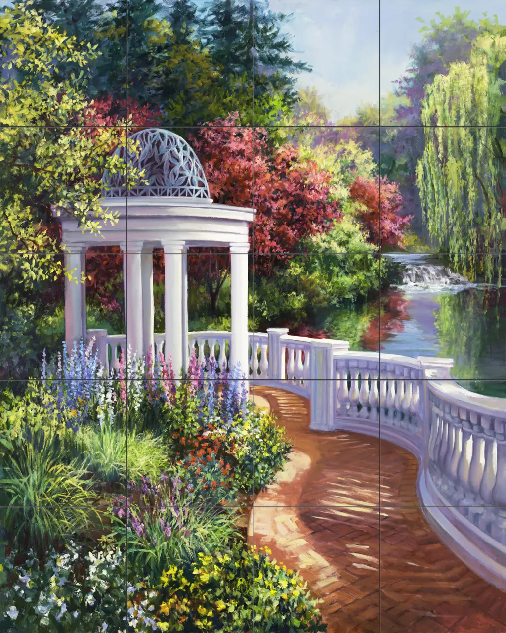 Garden scene tile art-Garden Gazebo-Tile Mural