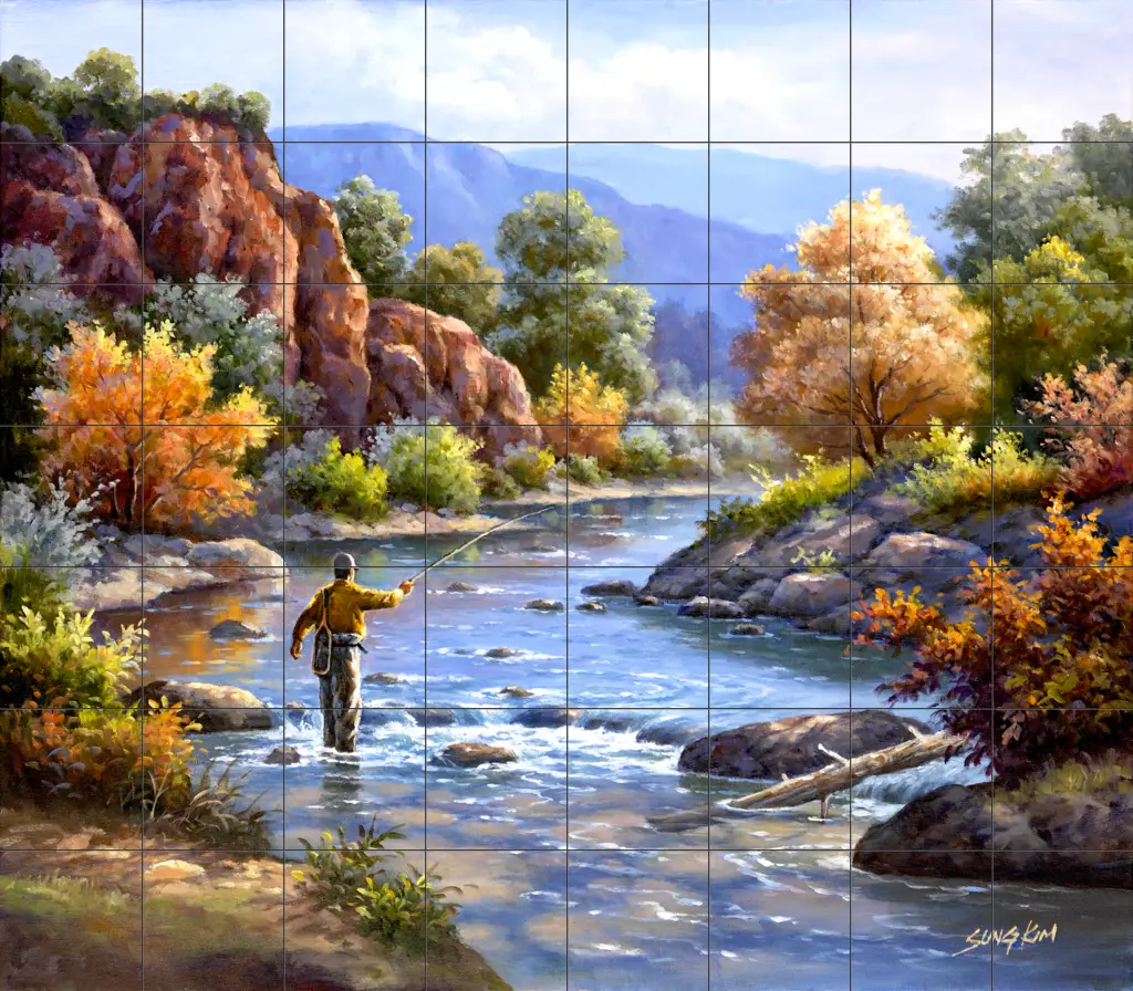 Decorative tile with sports-Fly Fishing-Tile Mural